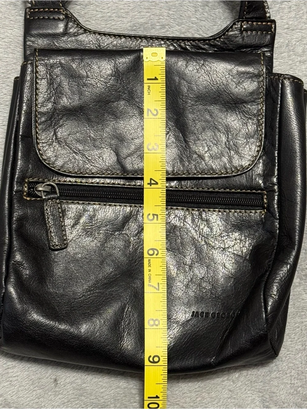 Jack Georges Black Slim Genuine Leather Organizer Crossbody Shoulder Bag NEW